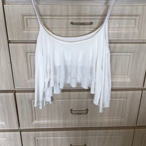 White flowy crop top
